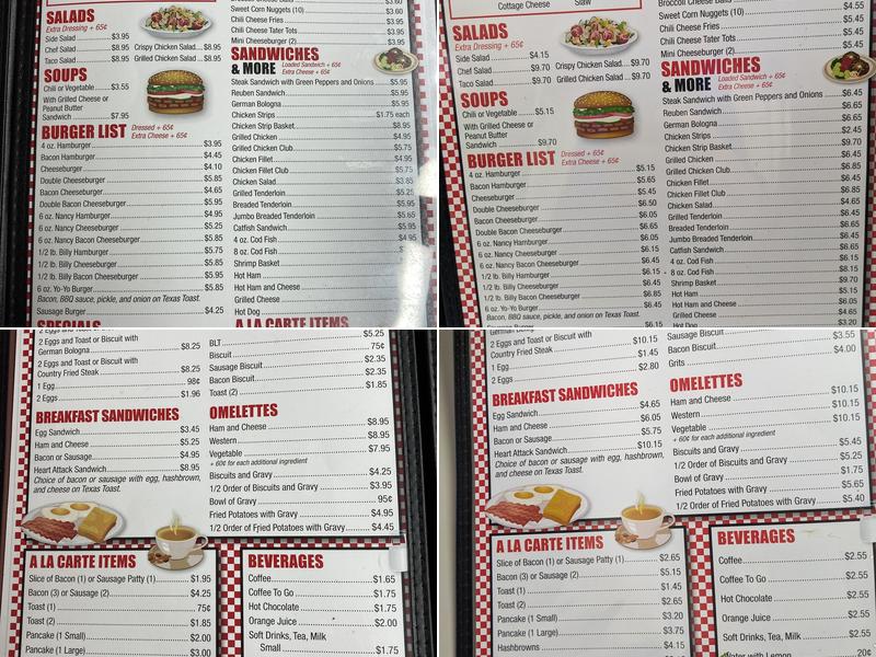 Double D Diner Menu
