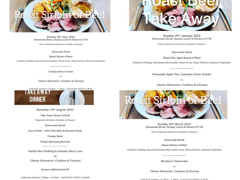 Hallidays Of Funtington Menu