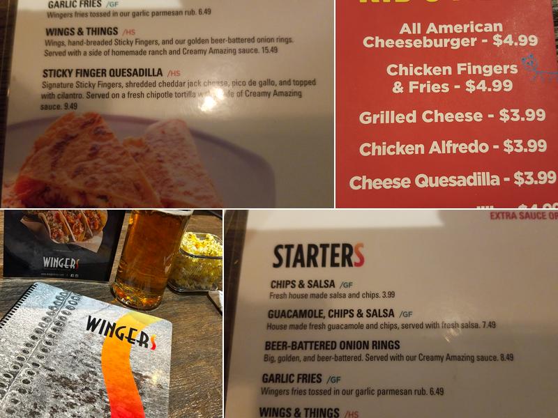 WINGERS Restaurant Menu
