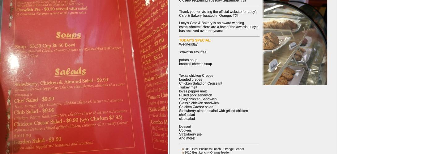 Lucy's Cafe & Bakery Menu