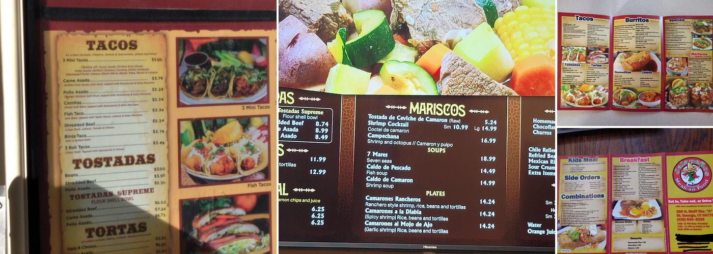 Jalapeños Authentic Mexican Food Menu