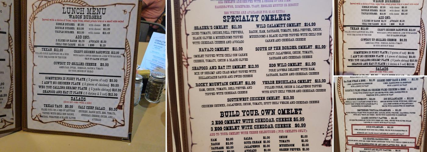 Wagon Wheel Diner Menu
