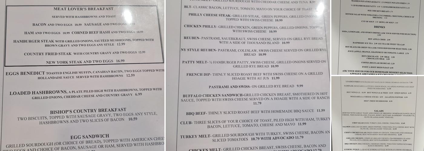 Bishop's Grill Menu