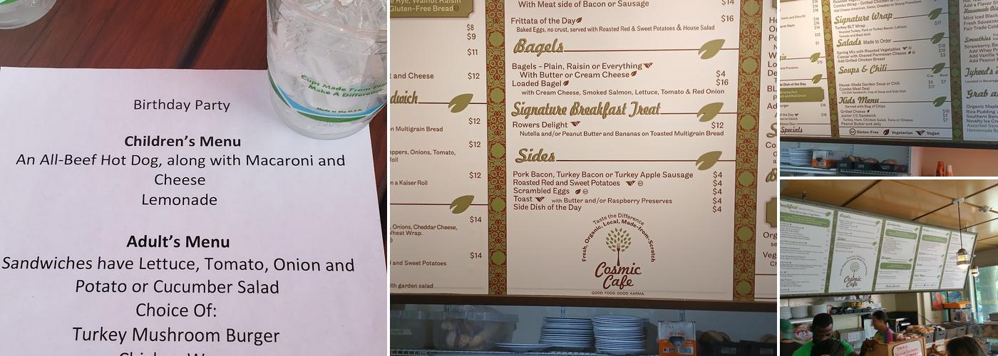 Cosmic Café and Ciderhouse Menu