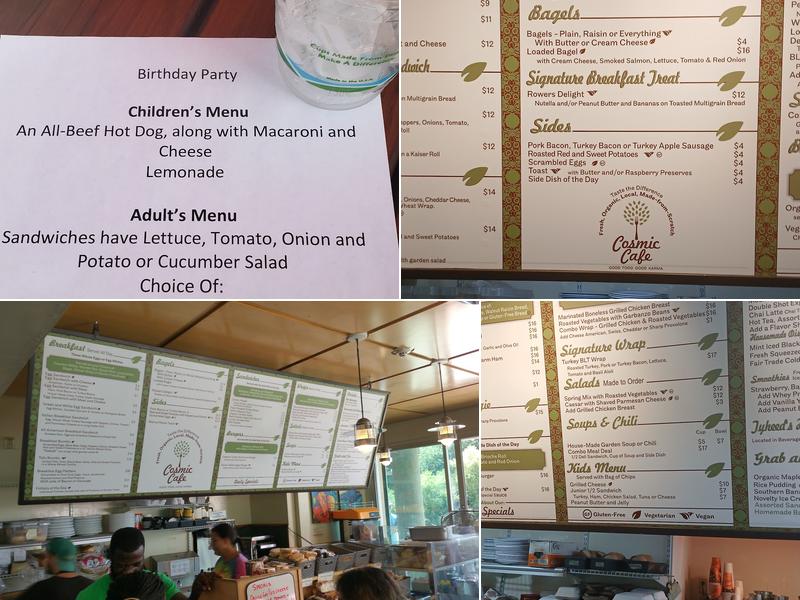 Cosmic Café and Ciderhouse Menu