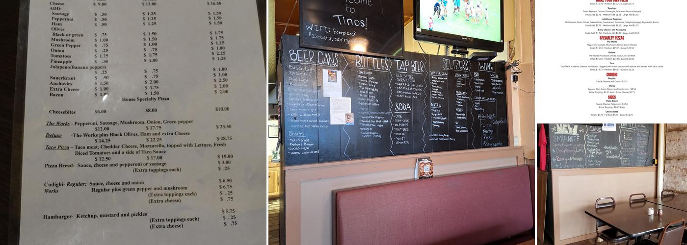 Tino's Bar and Pizza Menu