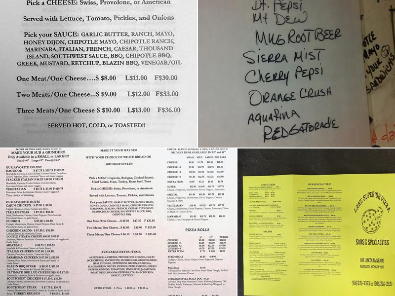 Lake Superior Pizza Subs & Specialties Menu
