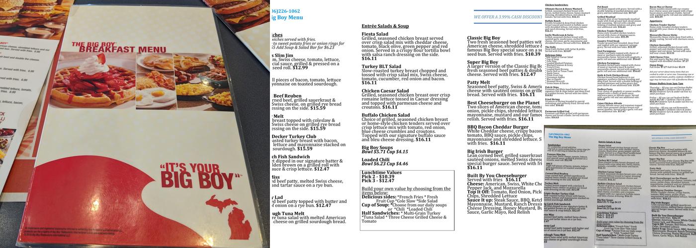 Big Boy Restaurant Menu