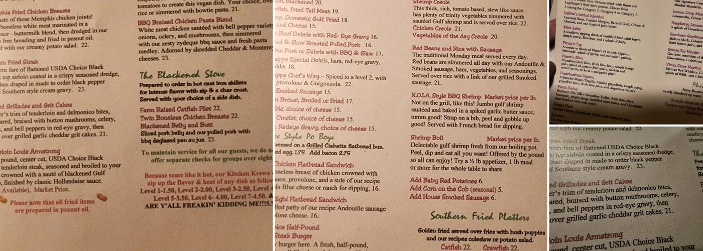 Lagniappe Cajun Creole Eatery Menu