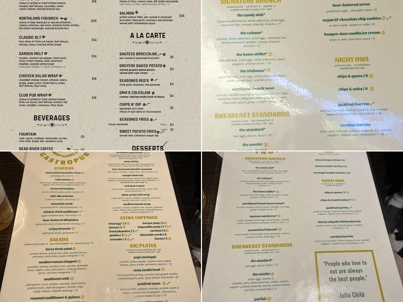 Northland Pub Menu