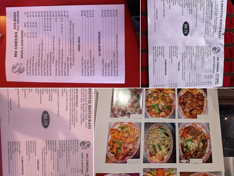 K's Oriental Food Menu
