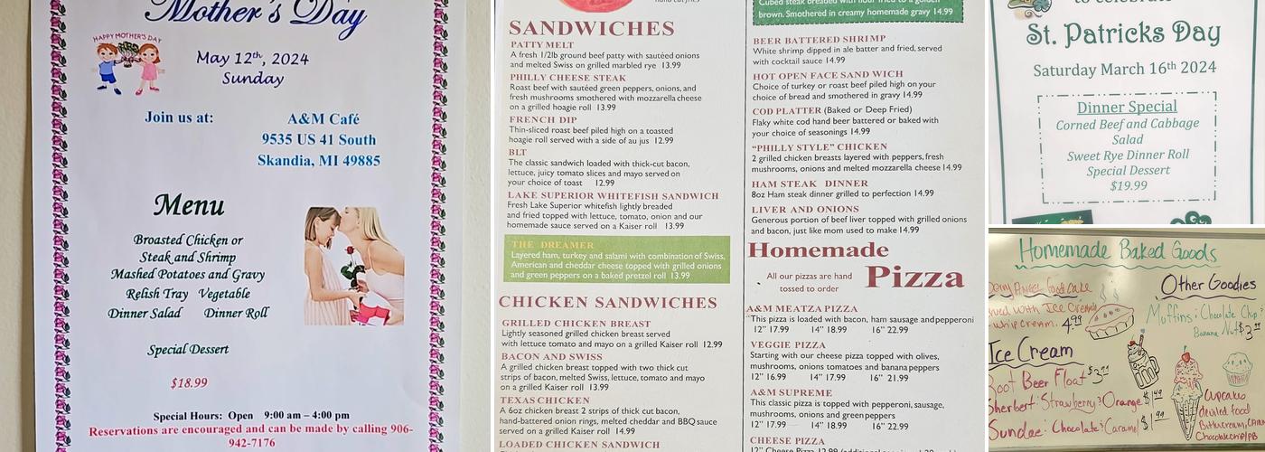 A & M Cafe Menu