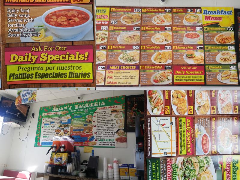 Adam's taqueria Menu