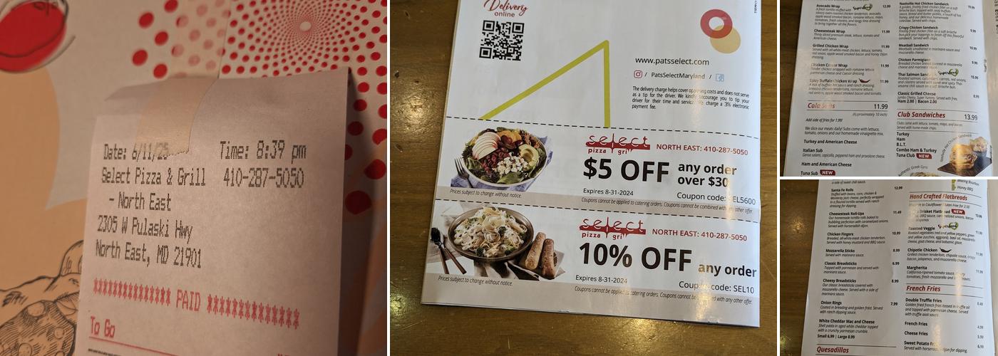 Pats Select Pizza | Grill Menu