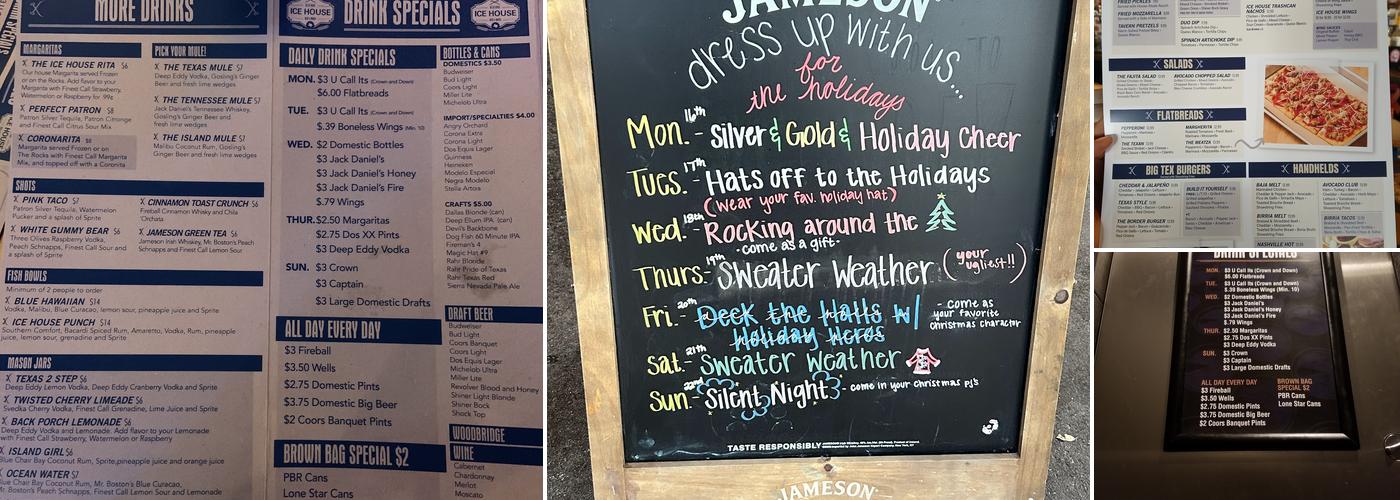 Bedford Ice House Menu