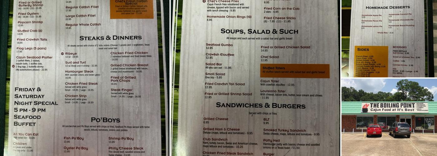Boiling Spot Menu