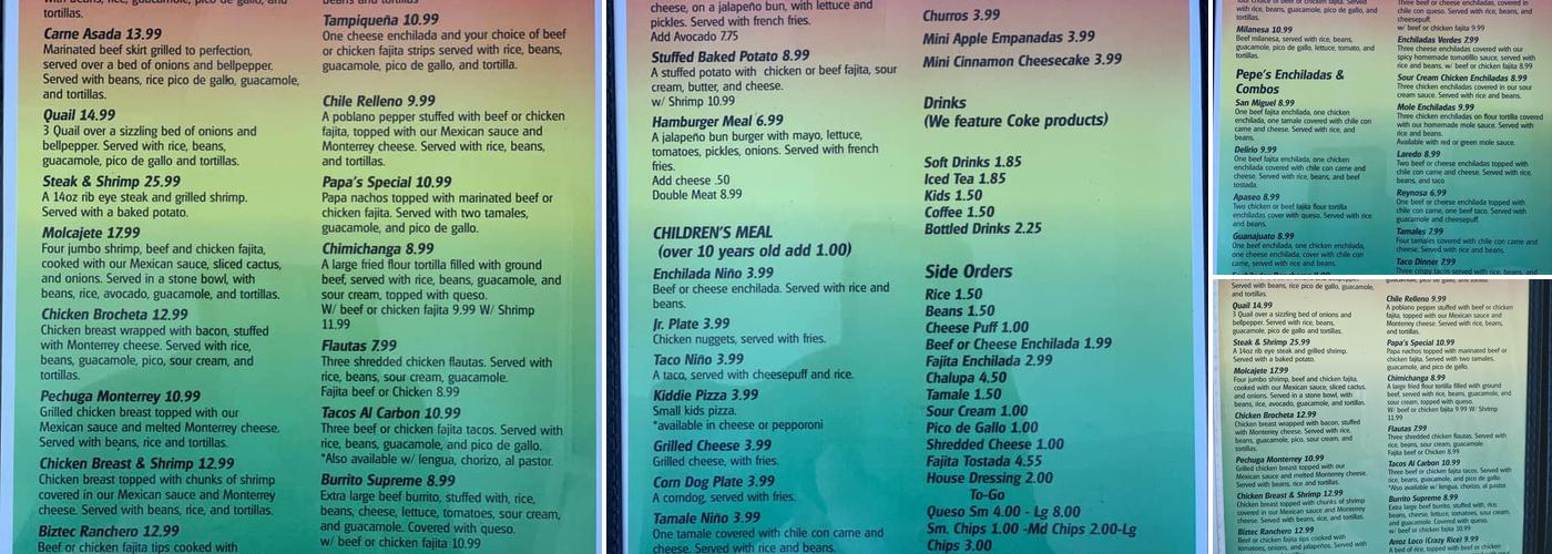 Pepe's Mexican Grill Menu