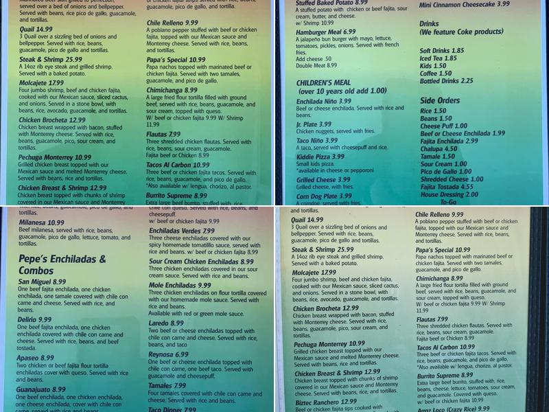 Pepe's Mexican Grill Menu