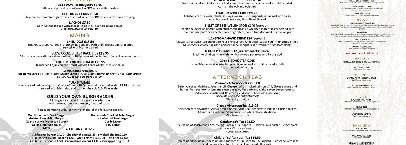 The Reindeer at Long Bennington Menu