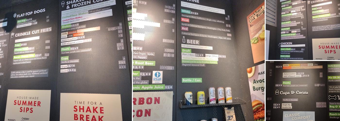 Shake Shack Austin, Domain Menu