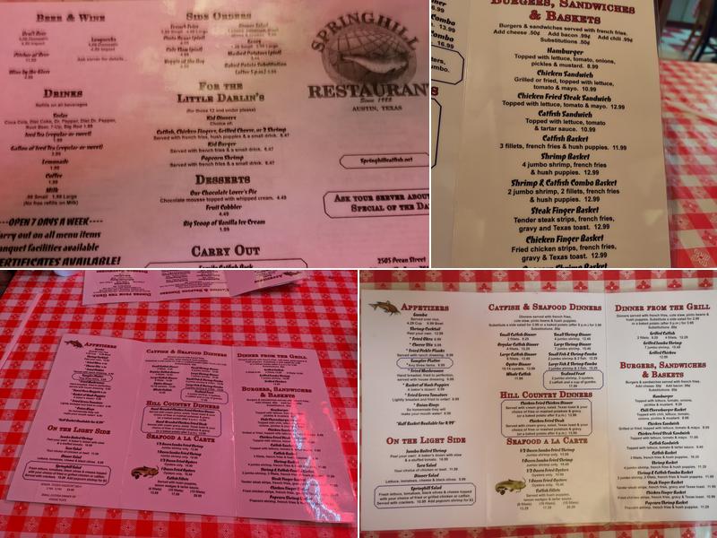 Springhill Restaurant Menu