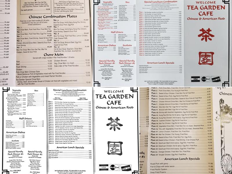 Tea Garden Cafe Menu
