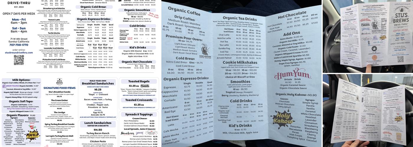 Stu's Brews Drive-Thru Menu