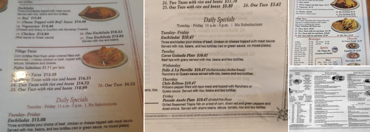 Amaya's Taco Village Menu