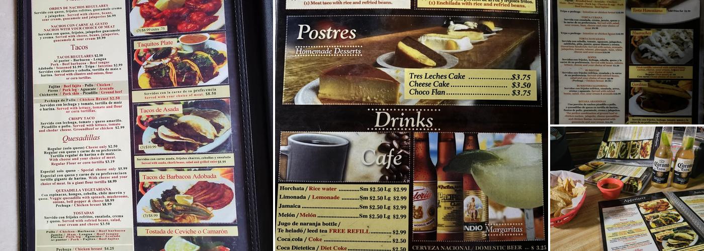 Taquerias Arandinas Menu