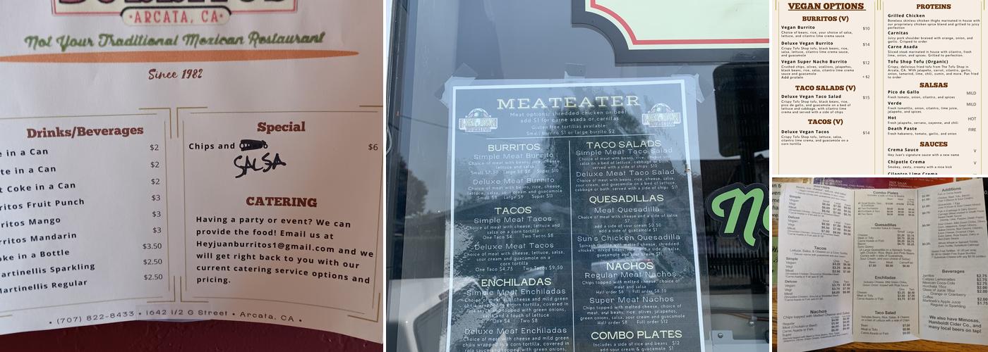 Hey Juan Burritos Menu