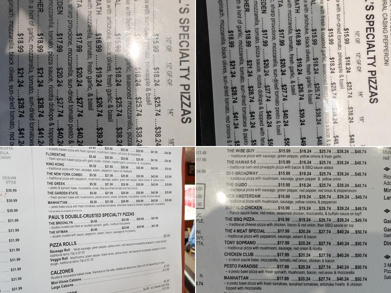 Pauls Live From New York Pizza Arcata Menu
