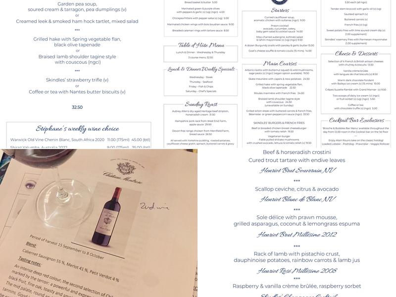 Roux at Skindles Menu