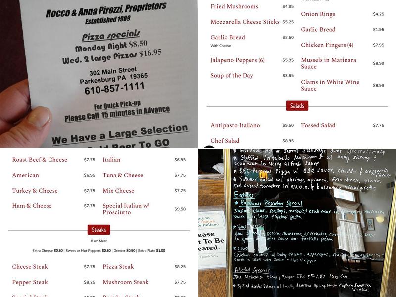 Rocco & Anna's Ristorante Menu