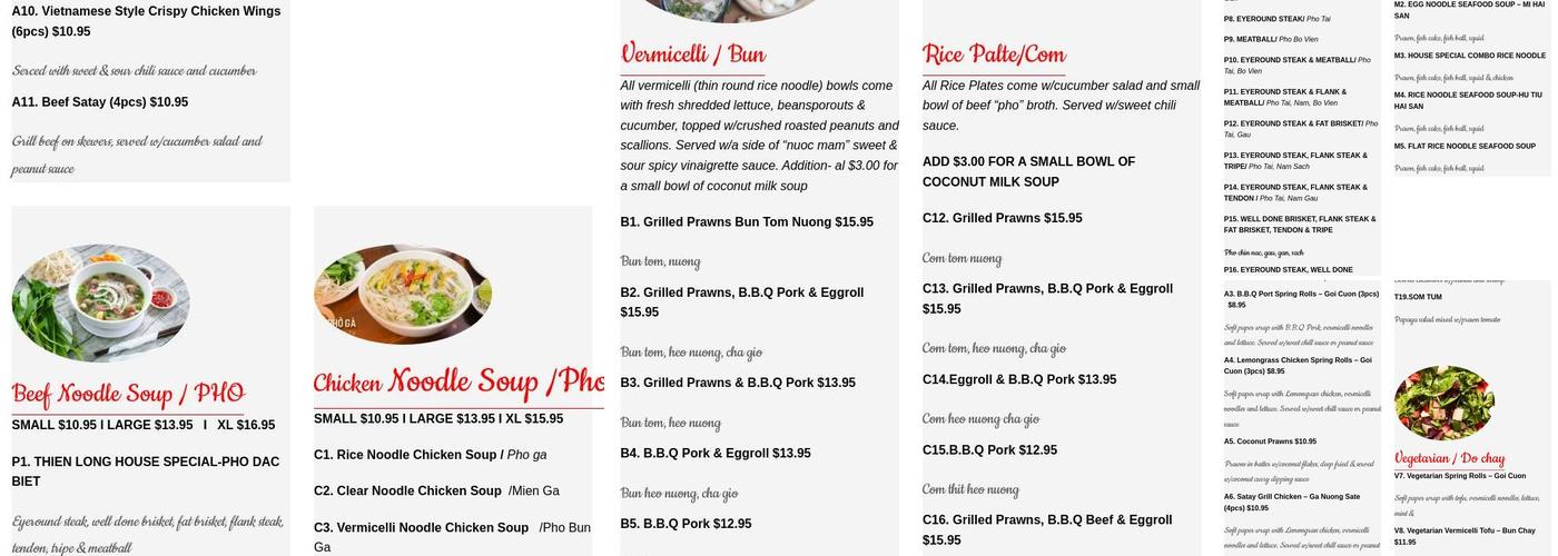 Pho Thiên Long Menu