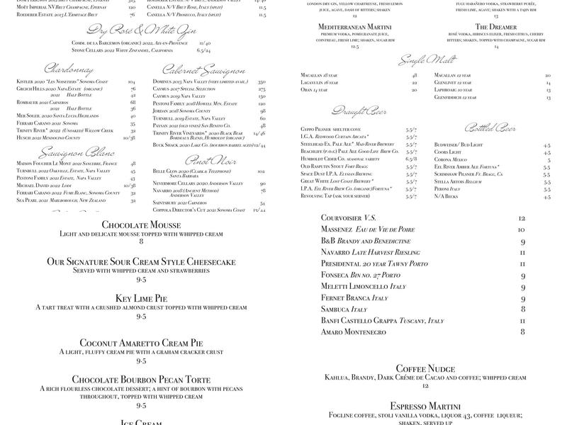 Sea Grill Menu