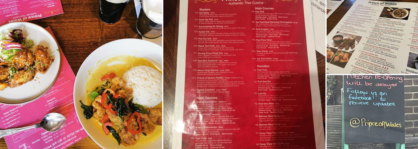 Prince of Wales Thai Restaurant Menu