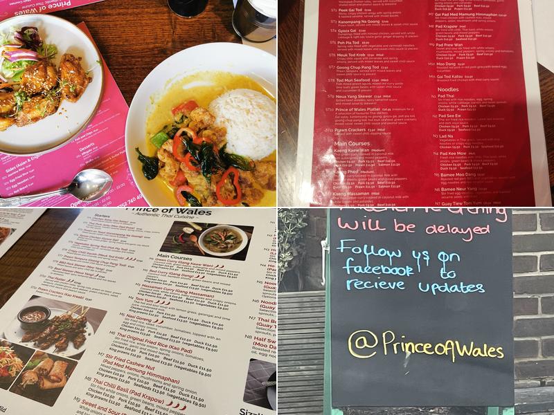 Prince of Wales Thai Restaurant Menu