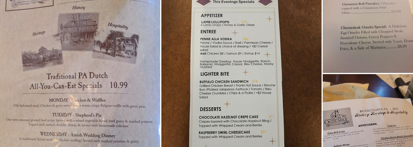 Olde Mill Restaurant Menu