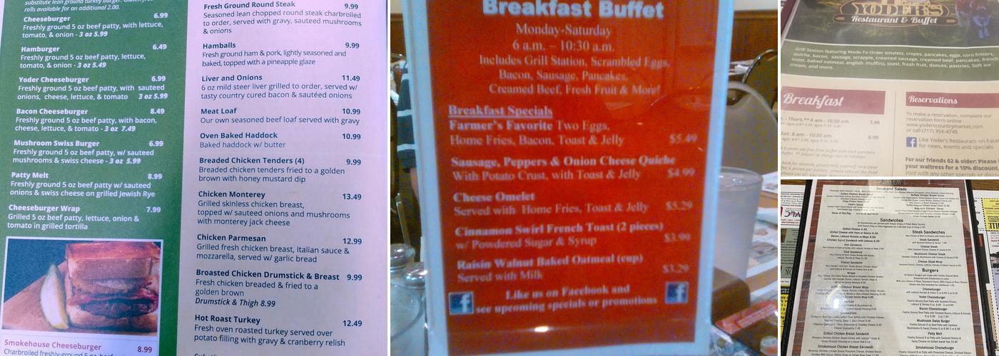 Yoder's Restaurant & Buffet Menu