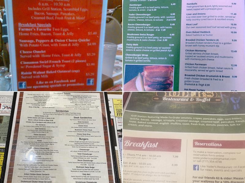 Yoder's Restaurant & Buffet Menu