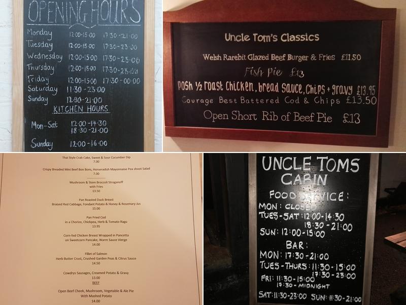Uncle Tom's Cabin Menu