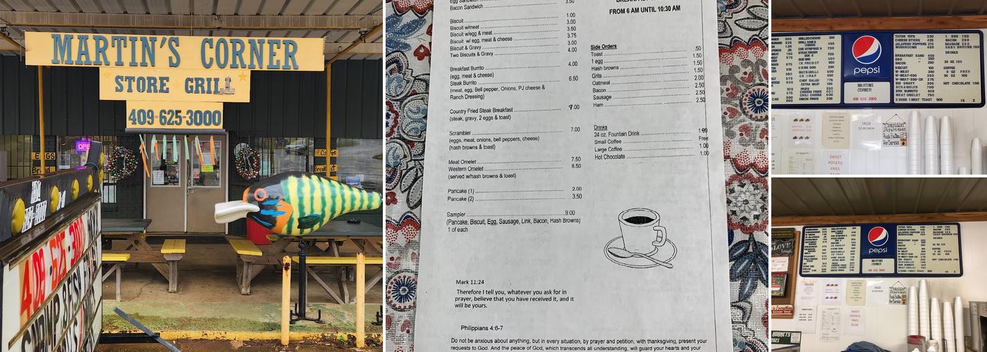 Martins Corner Menu