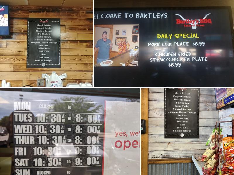 Bartley's BBQ Menu