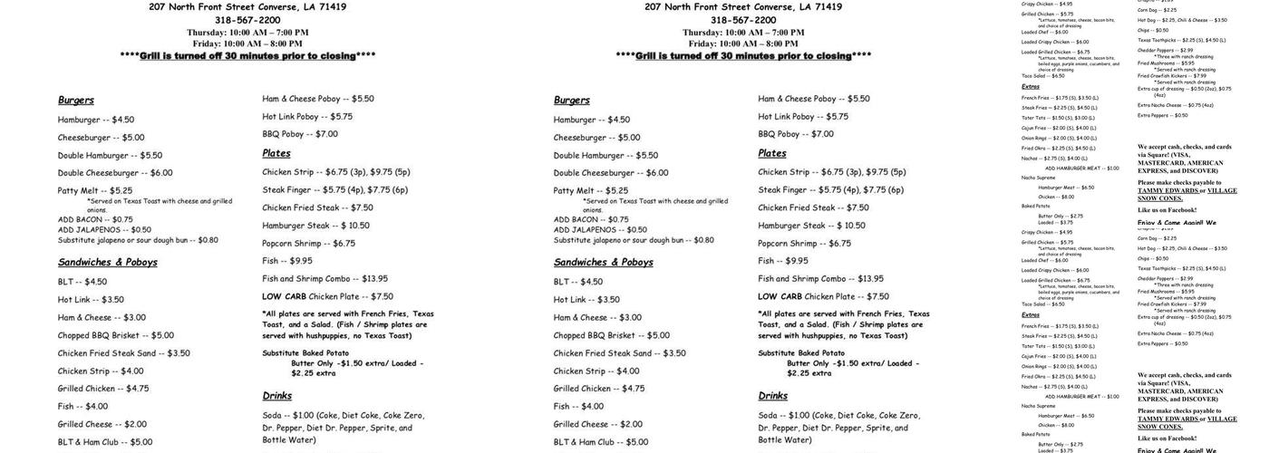 Burger Barn Menu