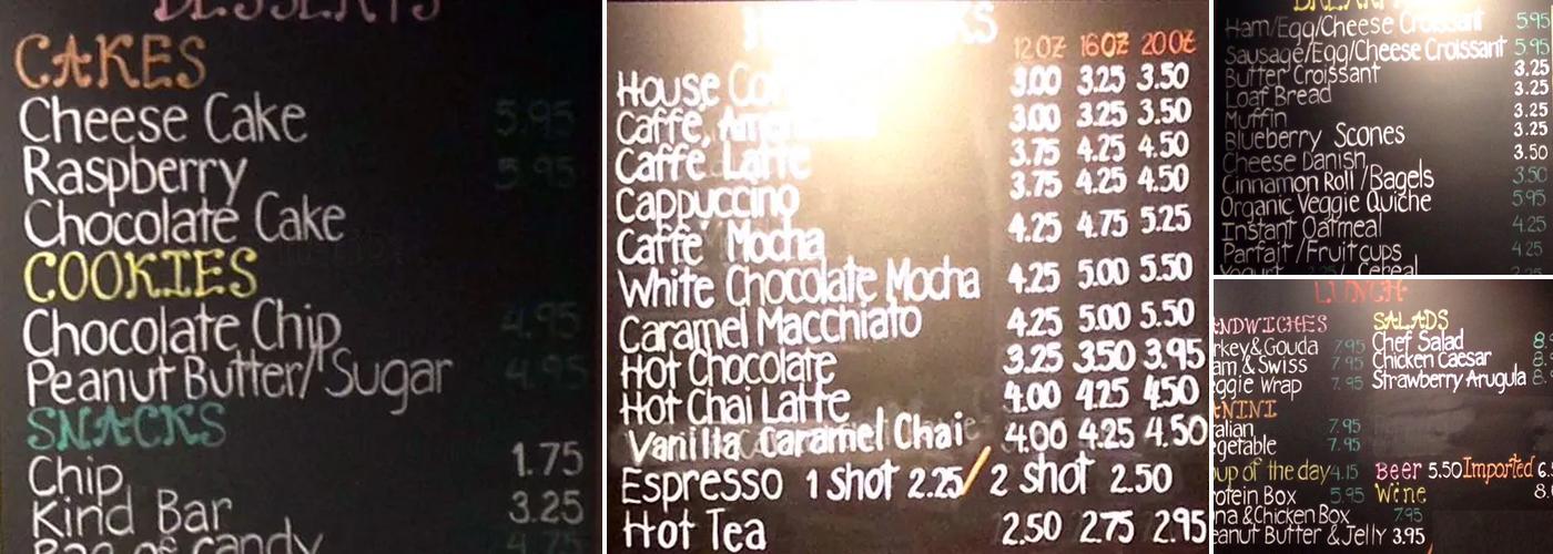 The Cocoa Bean Express Menu