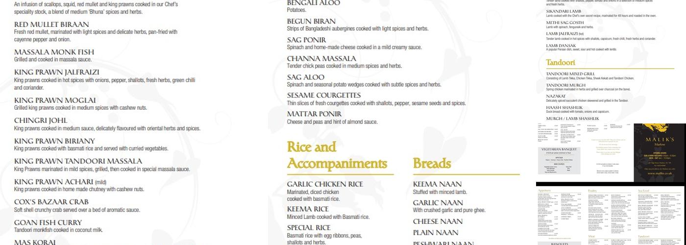 Maliks Menu