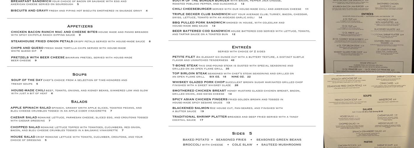 Bridges Dining Company Menu