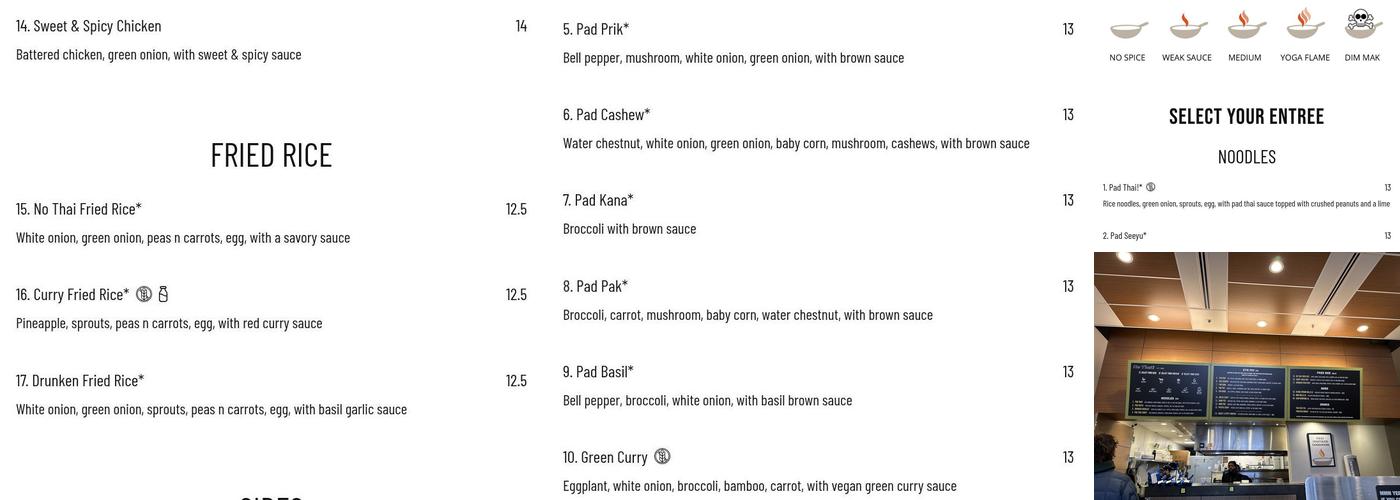 No Thai! S. Main Menu