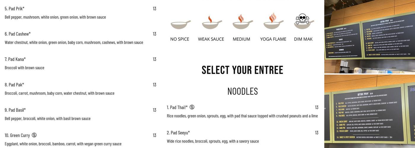 No Thai! South U Menu