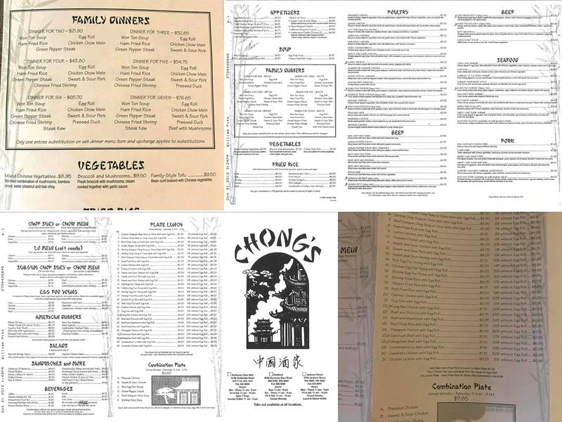 Chong's Restaurant Menu